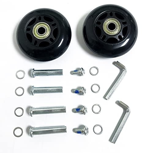 LOTOWELZON 2 x Ersatzräder für Gepäckkoffer, 90 mm Inline-Outdoor-Rollschuhe mit 8 mm Kugellagern, 35 mm 40 mm Achsenschlüssel, Reparaturset (OD90 x THK24 mm, schwarz)