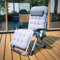 BIRCHTREE Sun Recliner Adjustable Folding Lounge With Thick Cushion Foot Cover Patio Deck Cup Drink Holder Garden Beach Textilene Head Rest Chairs Grey
