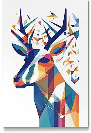 artboxONE Galerie-Print 30x20 cm Hirsch Portrait bunt hochwertiges Acrylglas auf Alu-Dibond Bild - Wandbild von Carina