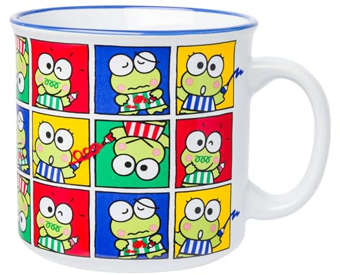 Silver Buffalo Sanrio Hello Kitty und seine Freunde Keroppi Poses Grid Keramik Camper Tasse, 590 ml