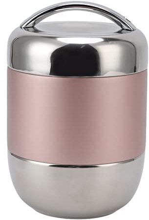 Contenedor Térmico para Alimentos de 1,5 L, Lonchera Bento Redonda de Acero Inoxidable, Contenedores de Almuerzo Aislados a Prueba de Derrames de Múltiples (Oro rosa ordinario