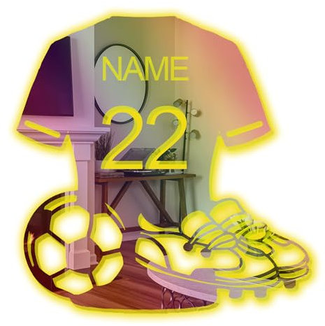 Personalised Football Neon Mirror Light,Custom Name LED Wall Art Mirror Sign,Bedroom Livingroom Decor Light Up Mirror Gift for Son/Dad/Boyfriend/Soccer Fans