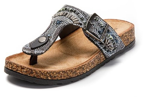 JOMIX Damen Slim Flatform Zehentrenner Pantoletten Sommer Flach Flip Flops für Strand Sandalen Strandsandalen Dusch und Badeschuhe (Schwarz, 36 EU, SD9190)