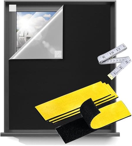 TAKUZA Dachfenster Verdunkelung 2m x 1,45m, Fenster Verdunkelung mit Hochtemperaturbeständiges Klettverschluss, Verdunklungsstoff Sonnenschutz 100% Verdunkelung, Rollo ohne Bohren