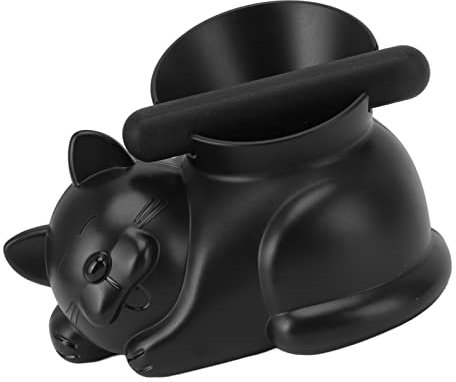 Zerodis Caja para Golpear café con Barra Extraíble, Linda Forma de Gato Negro, Material ABS Duradero, Mantiene un Ambiente de Trabajo Ordenado, 21x13,5 Cm