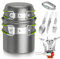 IEEILULU Camping Poêlé en Aluminium, Durable Camping Ultraléger Légères et Compactes, Kit Camping pour Camping, Randonnée, Pique-Nique, Randonnée (1 personne)