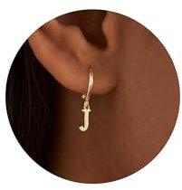 TINGN Buchstaben Creolen Ohrringe Mädchen - Gold Ohrring Mädchen Geschenke Goldene Ohrringe Kinder Buchstaben J Ohrring für Damen Creolen Gold Geschenke für Kinder