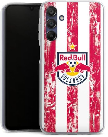 DeinDesign Silikon Hülle kompatibel mit Samsung Galaxy A15 5G Case transparent Handyhülle FC Red Bull Salzburg Streifen Offizielles Lizenzprodukt