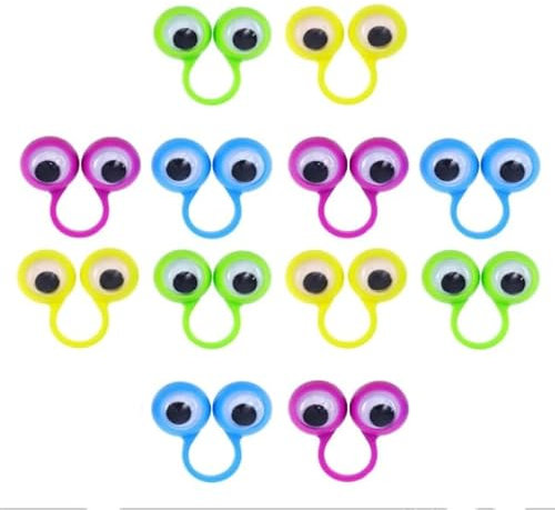 SquarezhenBo 12 Stück Eye Finger Puppet,Eye On Rings Finger Puppets,Wiggly Googly Eyeball Ring,Fun Show Prize Fillers,Birthday Easter Party Favor,Puppet Eyes,Eye Rings,Puppets and Puppet Theaters