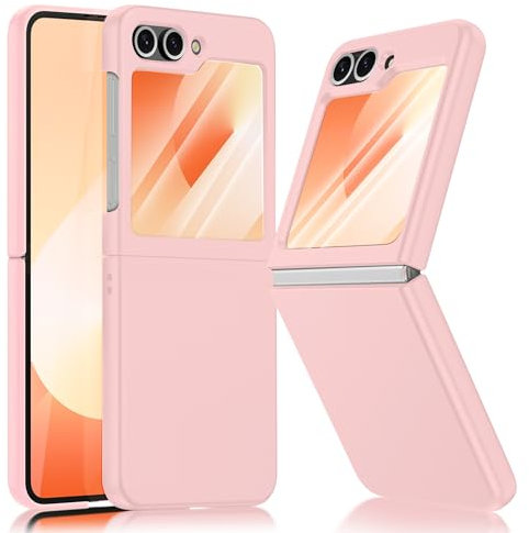 Seltureone Coque pour Samsung Galaxy Z Flip 6 5G avec Film de Protection d'écran, PC Rigide Ultra Mince, Résistant aux Rayures, Antichoc, Mat Protection Complète, Coque de Protection - Rose