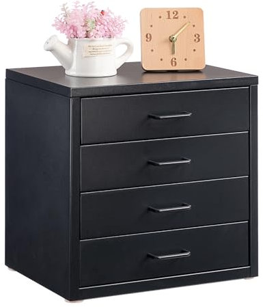 HollyHOME Schreibtisch-Aktenschrank mit 4 Schubladen, Organizer-Aktenschränke für A4-Briefgröße, Metall-Aufbewahrungsschublade für das Home-Office,Schwarz