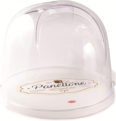 Snips Panettone-Frischhalteglocke - mit 2 Sicherheitsverschlüssen, Panettone-Halter durchsichtig, 27 x 26 x 22 cm, Hergestellt in Italien