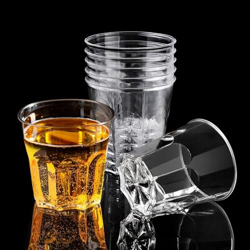 LYLIDIA 40 Stück Plastikbecher Wiederverwendbar 0,2L Partybecher Transparent Mehrweg 220ML Hartplastik Becher Trinkbecher Whiskybecher Cocktailgläser für Weihnachten, Partys, Hochzeiten