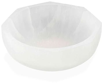 NKlaus Cuenco octogonal de selenita 10 x 10 x 4 cm – Cuenco octágono hecho a mano de selenita, ideal para meditación y piedras curativas, decoración espiritual perfecta para la limpieza energética y