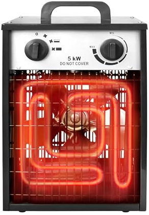 YUENFONG Chauffage électrique 5 kW 220 V avec 3 niveaux de chauffage - Chauffage électrique avec thermostat - Pour intérieur et extérieur - 5000 W