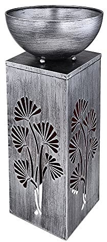 Dekosäule mit Pflanzschale und Beleuchtung Solar Säulenleuchte Außen Pflanzsäule mit Schale Metall, Lichteffekt, 1x LED warmweiß, H 59 cm, Garten