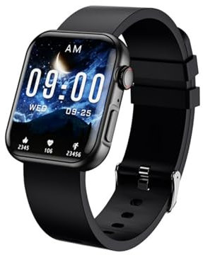 Smart Watch MS2 – Health & Fitness Tracker with Heart Rate Blood Pressure & Oxygen Monitor Bluetooth Call IP67 Waterproof Multi-Language Support for Seniors & Active Users (Black)