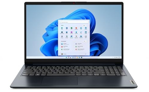 Lenovo IdeaPad 1 15.6 FHD Touchscreen (1920 x 108) Laptop, Intel Core i5-1235U, 8 GB RAM, 512 GB SSD, Windows 11 in S Mode, Wi-Fi, Abyss Blue, 82QD00HMUS
