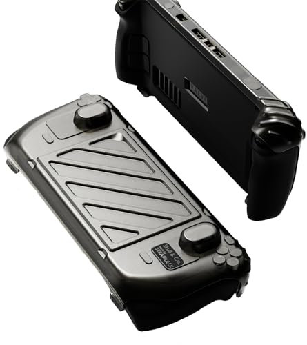 Skull & Co. Stand Grip GripCase Front Cover Bundle for Steam Deck/OLED: Protective Case with Textured Grips Full Protection with HardShell Front Cover Handheld Design- Smoky Black