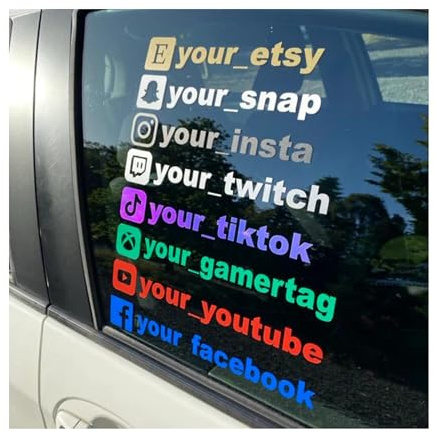 Custom Social Media Name Vinyl Decal - Personalised Car Window/Bumper Sticker