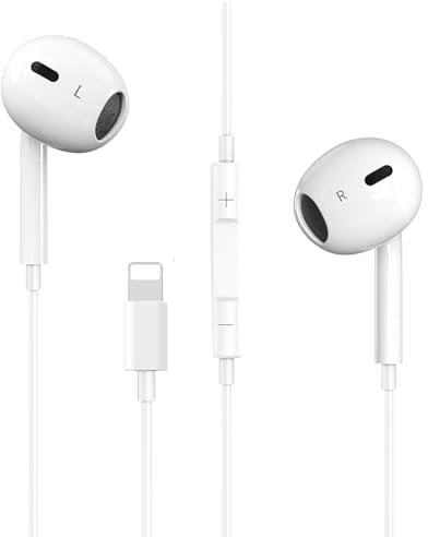 Headphones In-Ear Wired Stereo Sound For iPhone with Mic and Volume Control Noise Cancellation Earphones Handsfree Extra Bass Compatible with iPhone 14/13/13Pro Max/12/12Pro/11/XS Max/XR/XS/X/SE/8/7