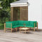 PUEOSZX 6-teiliges Gartensofa-Set für den Außenbereich, Möbel-Set mit grünen Kissen für den Außenbereich, aus Bambus, für Terrasse, Garten oder Wohnzimmer, modulares Design