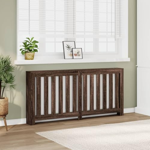 Homgoday Heizkörperverkleidung Heizungsverkleidung Heizkörperabdeckung Heizkörper Abdeckung für Wohnzimmer Küche Schlafzimmer Braun Eiche 175x20x82 cm Holzwerkstoff
