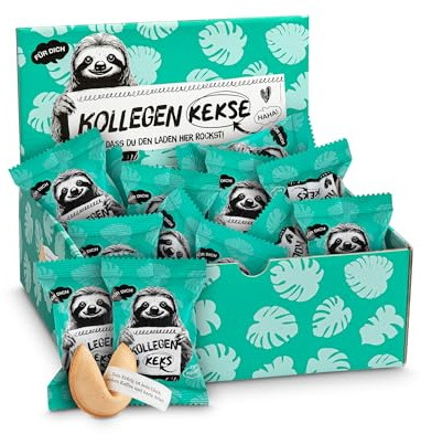 Glückskekse Kollegen 25er Box Lustiges Kollegen Geschenk Büro Glückskekse mit lustigen, motivierenden Sprüchen für Kollegen und Mitarbeiter als Geschenk im Büro | vegan und made in Germany