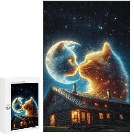 Moon Kitty 1000 Piece Jigsaw Puzzles for Adults And Kids Age 12 Years Up 1000 PCS