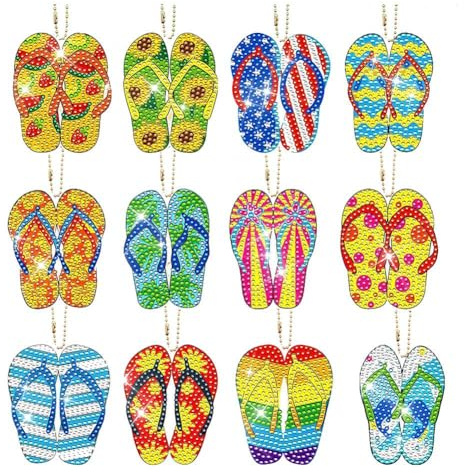 Puthernm Wind Spinner DIY Painting Wind Chime Double Sided Paint Hanging Ornament for Garden Slipper 12 Pieces