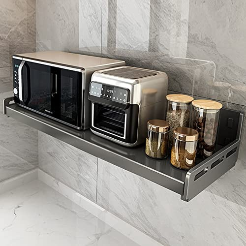 Grille murale pour four micro-ondes et four électrique – Gris pistolet – 100 cm – Étagère de cuisine peu encombrante pour un rangement efficace, une organisation et une décoration d'intérieur moderne