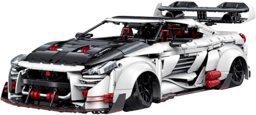 Technik Auto für Nisan GTR, 1:8 Groß Auto Modellbausatz, 3939 Teile MOC Klemmbausteine Rennauto Modell Set, Automodell Sammlerstück für Autofans, Keine Originalverpackung