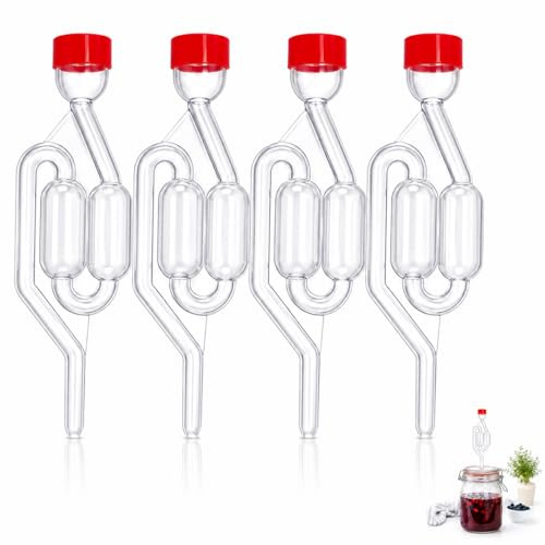 4PCS Fermentation Airlock for Home Brewing, Demijohn Airlock Food-Grade Home Brew Equipment for Brewing Wine Beer Cider, Universal Wine Making Equipment for Fermentation Bucket Use