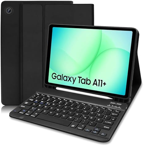 COEZFE Tastatur Hülle für Samsung Galaxy Tab A11+ /A9+ 11 Zoll, Soft Schutzhülle mit Pencil Halter, Bluetooth Tastatur (Deutsches QWERTZ) für Samsung Galaxy Tab A11+ Plus 11 Zoll 2025, Schwarz
