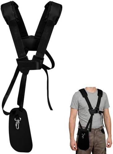 VSSHE Doppelter Trimmer Schultergurt Tragegurt, Doppelschulter Einstellbare mit Polsterung für Trimmer, Universeller Gurt für Motorsense Rasentrimmer Freischneider Rasenmäher Gartenarbeit Zubehör