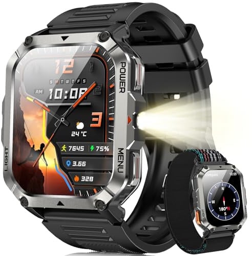 Blackview Smartwatch Uomo, Orologio Intelligente Fitness con Chiamate Bluetooth, 2.01 Militari Smart Watch Tracker 100+ Modalità Sportive/Cardiofrequenzimetro/SpO2/Torcia/Bussola per Android iOS