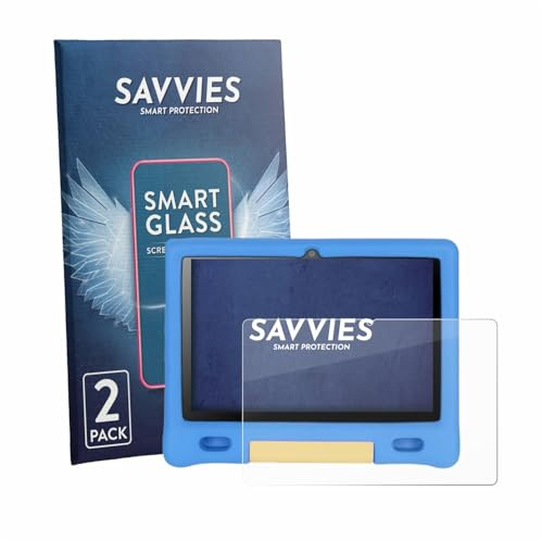 Savvies 2 Stück Panzer Schutz Glas für Bufo Kids Tablet 10.1 9H Schutzfolie HD Klar, Blasenfrei, Anti-Fingerabdruck, Stoßfest, Displayschutz