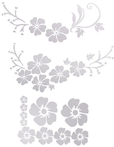 ACBungji Hibiskus Autoaufkleber Blumen blumenaufkleber autotattoos selbstklebend Aufkleber Fenster Schwarz Weiß wasserfest (Weiß Blume)