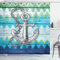 ABAKUHAUS Anker Duschvorhang, Nautische Chevron Zickzacke, mit 12 Ringe Set Stielvoll Modern, 175x200 cm, Blau Grün