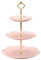 YBK Tech Servierplatte aus Porzellan mit 3 Etagen, Kuchenständer, Dessert-Ausstellung, Kuchenplatte, Lebensmittelregal, Rosa (Goldstab)