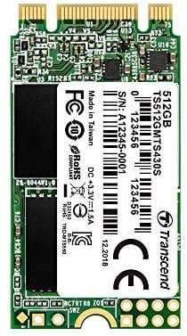 Transcend 512GB MTS430S M.2 2242 SATA III 6Gb/s interne SSD 3D TLC NAND mit DRAM Cache - TS512GMTS430S