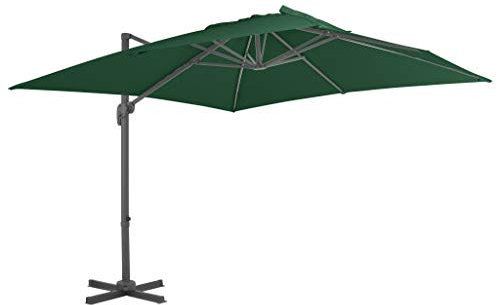 Festnight Parasol Excéntrico Sombrilla Jardin con Ventilación y el Sistema de Manivela, Diseño Inclinable y Giratorio 360 Grados Verde 300x300 cm