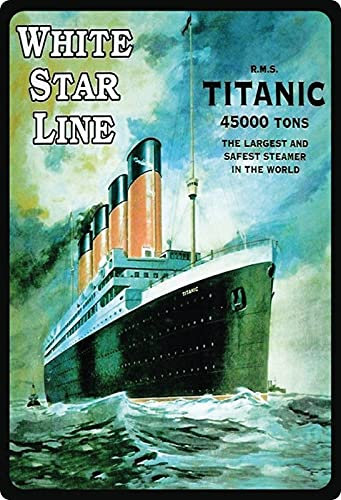 Blechschild 20x30cm gewölbt White Star Line Titanic Urlaub New York USA Deko Geschenk Schild