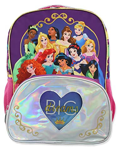 Disney Princess Emoji Girl's 16 Inch School Backpack Bag (One Size, Purple)