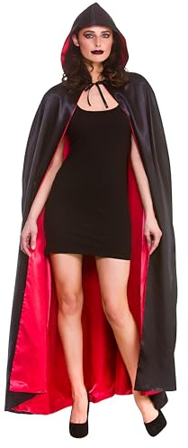 Wicked Costumes Adult Super Deluxe Black/Red Hooded Cape Fancy Dress Accessory - 140cm