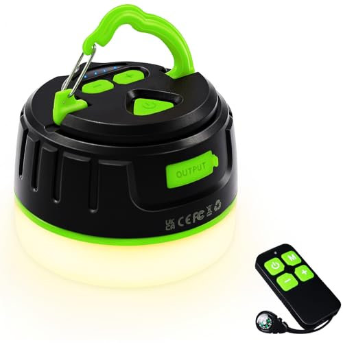 lanktoo Rechargeable Camping Lantern with Remote Control & Power Bank - USB C Camping Light 300H Running, 5 Modes Waterproof Tent Light W/ Magnetic Base for Power Cut Fishing Emergencies
