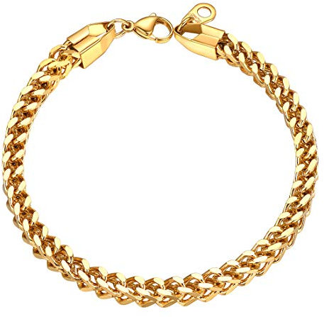 U7 Mens Gold Bracelet Hand Chain Wrist Cuban Link Braclet Male Bracelets for Men