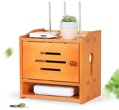 AILZNN WiFi Router Aufbewahrungsbox, Schwimmendes Holzregal Kabel Netzkabelbuchse Aufbewahrungskiste Kabelmanagement Drahtseil Ordentliche Halterung