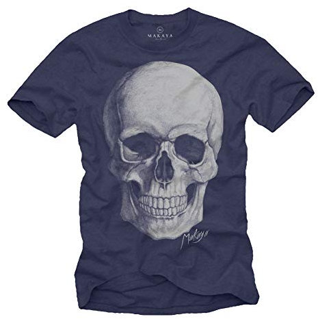 Cooles Biker T-Shirt Skull Totenkopf Blau für Herren Größe XXXXXL