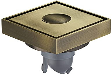 NA Messing 4 Zoll Quadratische Dusche Bodenablauf Mit Fliesen Abnehmbaren Bezug, WC-Dusche Badezimmer Waschmaschine Bodenablauf,Bronze
